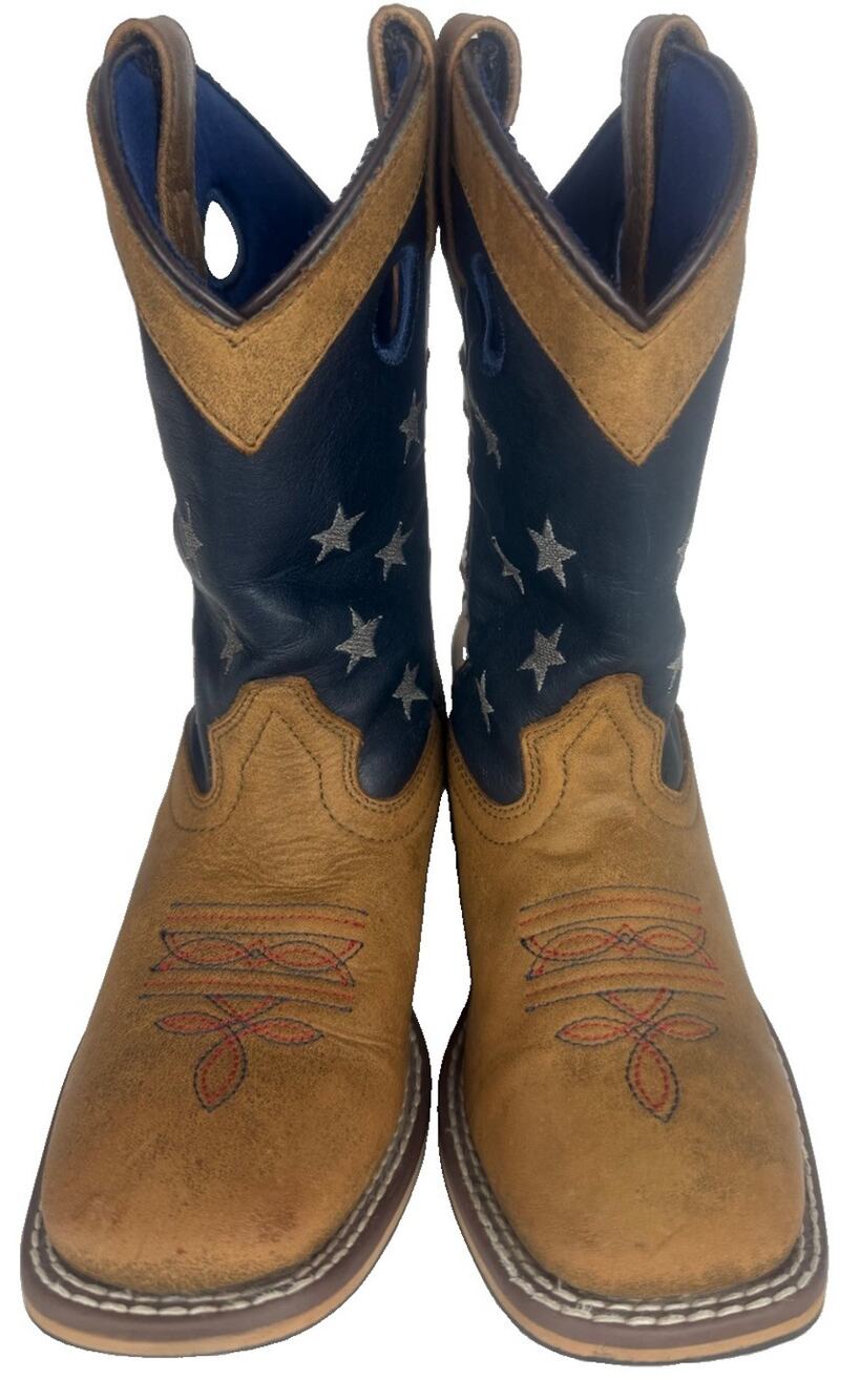 Cody James Kids USA Flag Cowboy Boots Size 2 D Square Toe Western Leather 43880
